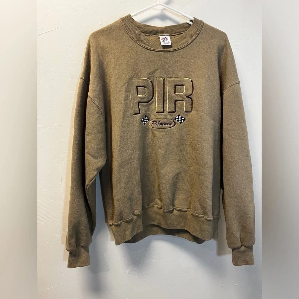 Vintage 90s PIR Racing Phoenix Tan Crewneck Sweatshirt Jerzees Size Large